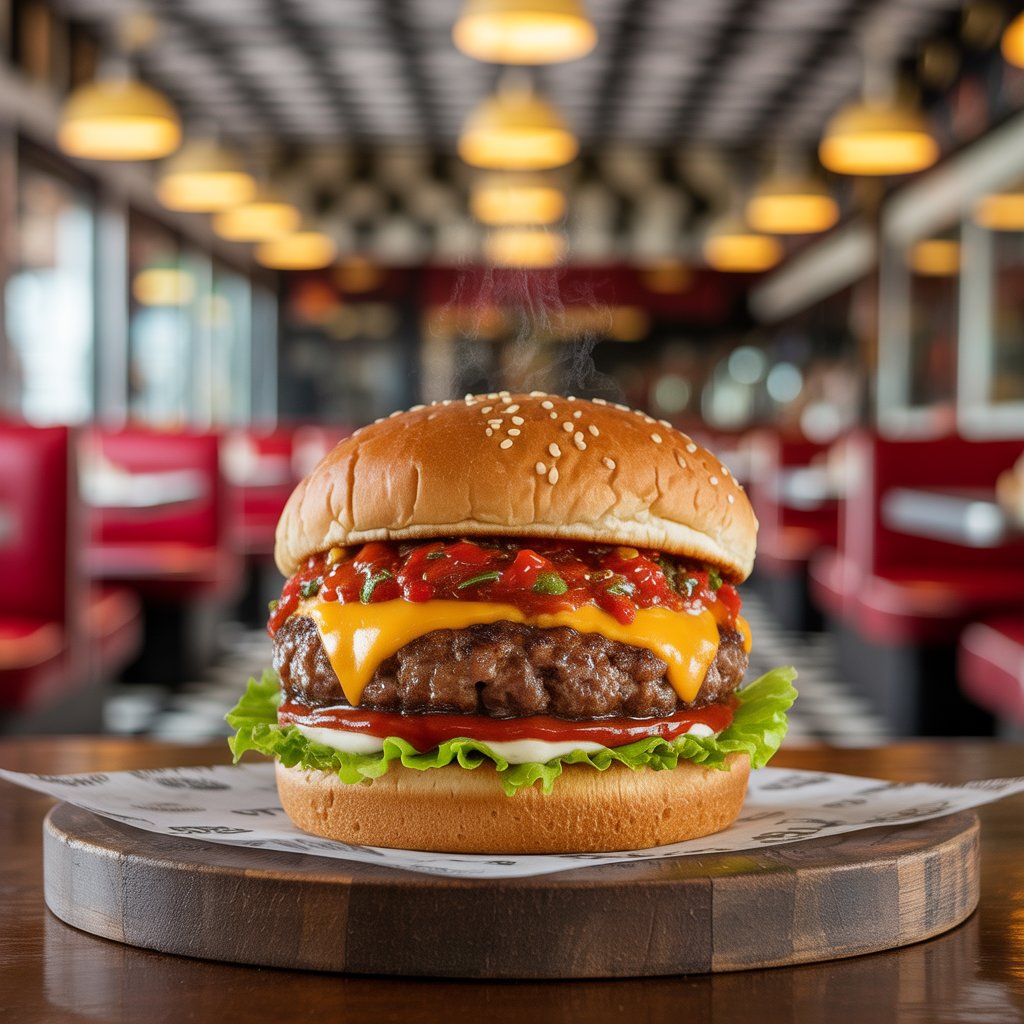 המבורגר עם רוטב הבית